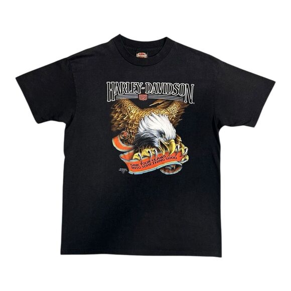 Vintage Harley-Davidson 3D Emblem Eagle T-Shirt XL 1991 Single Stich, EUC - Picture 1 of 11